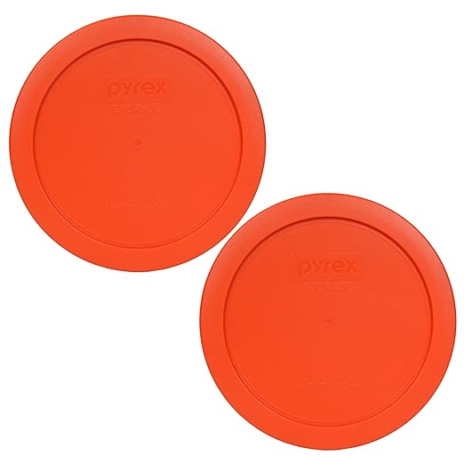 Pyrex 7201-PC Round 4 Cup Storage Lid for Glass Bowls (2, Pumpkin Orange)
