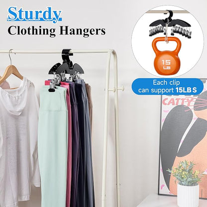 Leggings Hangers for Closet, Black Pants Hangers with Clips Space Saving, 2-Pack Closet Organizers and Storage Hanging 28 Leggings for Dorm Room Gym Organization