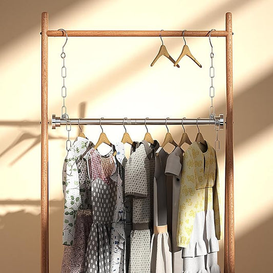 Hanging Closet Rod, Adjustable Width and Height Closet Hanging Organizer (23 or 35 Inch Length), Space-Saving Clothes Hanging Bar, Closet Extender Hanging Rod 2 Pack