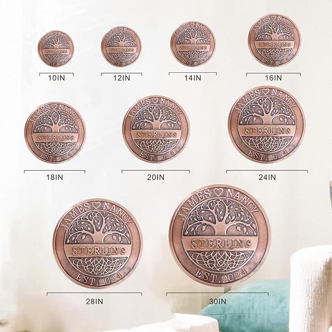 50th Anniversary Wedding Gifts for Couple Copper Decor Personalized Family Tree Wall Decor Copper Metal Wall Decor, Metal Name Sign Wedding Gifts, Housewarming