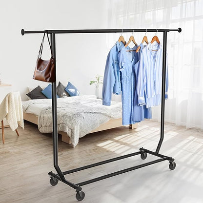 Simple Houseware Supreme Commercial Grade Clothing Garment Rack, Holds Up to 250 lbs, 50 to 75 Inches Extendable Rod, Black