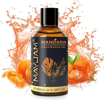 MAYJAM 100ML/3.38FL.OZ Mandarin Fragrance Oils with Glass Dropper, Essential Oils for Diffusers for Home, Long Lasting Scented Oils for Diffusers Soap Candle Making
