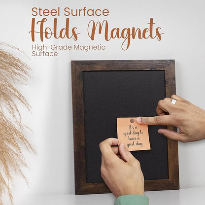 Loddie Doddie Magnetic Chalkboard - 11 x 14 in, Rustic Frame - Easy-to-Erase, Stain-Resistant Chalkboard Calendar for Wall - Magnetic Bulletin Board for Photos & Crafts - Kitchen & Office Menu Board