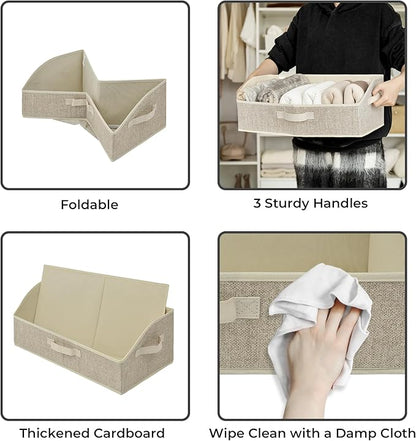 GRANNY SAYS Storage Baskets for Shelves, Closet Organizer Bin and Clothes Storage Bins, Trapezoid Storage Bins, Clothing Bins for Changing Table Wire Shelves, Honey Beige, 3-Pack