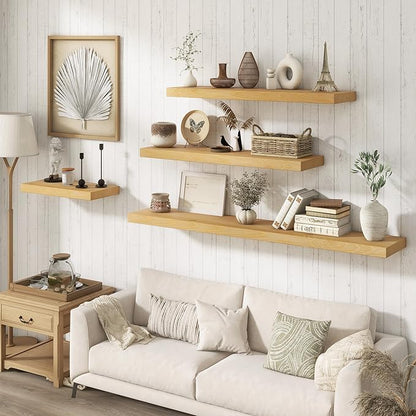 Marsmiles 48 Inch Floating Shelf | 9.3 Inch Deep Natural Wood Wall Shelf Set of 1 | Rustic Reclaimed Wood Shelves for Room Wall | Farmhouse Floating Shelves for Living Room Bathroom