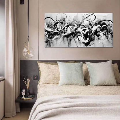 Abstract Canvas Wall Art for Living Room Bedroom Office Black and White Wall Art Abstract Line Picture Framed Wall Decor Modern Canvas Prints 24x48 In