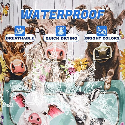 Farm Cow Pigs Laundry Basket Highland Cattle Animals Oxford Cloth Laundry Hamper With Handle Foldable Portable Clothes Storage Basket 18.9 X 16.5 Inch Storage Bag For Laundry Room/Bathroom/Bedroom
