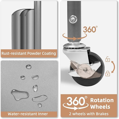 STORAGE MANIAC 120 Liters Vertical Rolling Laundry Hamper, 3 Section Laundry Sorter with Wheels and 2 Breaks, 3-tier Laundry Baskets for Small Space, Dorm, Laundry Room, Closet, Bathroom, Gray 3-tier
