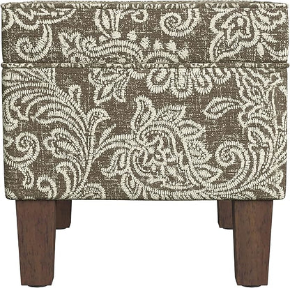 Spatial Order Home Decor | Dinah Collection Modern Storage Ottoman | Ottoman with Storage for Living Room & Bedroom(Brown Jacobean Print)