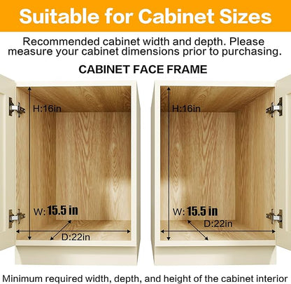 2-Tier Kitchen Cabinet Pull Out Shelf and Drawer Organizer Slide Out Pantry Storaqe Basket in Multiple Sizes (15" W x18 D)