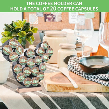 K Cup Holder, Interesting Coffee Bar Accessories and Storage Organizer,Classic black design, Home or Office kitchen k cup organizer accessories,Compatible with 20 Coffee Pods