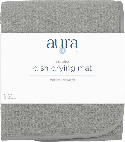 S&T INC. Dish Drying Mat XL, 18” x 24”, Absorbent Microfiber Kitchen Counter Mat, Dish Drying Pad for Dishes, Utensils, Pots and Pans, Extra Large, Grey