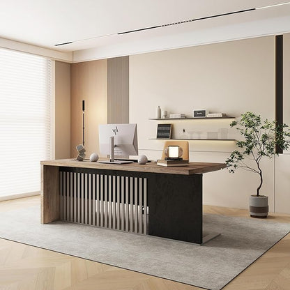 SAINTCY 63 Inch Executive Office Desk,Modern Computer Writing Desk, Business Furniture Workstation, Big Computer Desk for Home Office,1.97IN Thick Desktop,Stainless Steels Sturdy Frame
