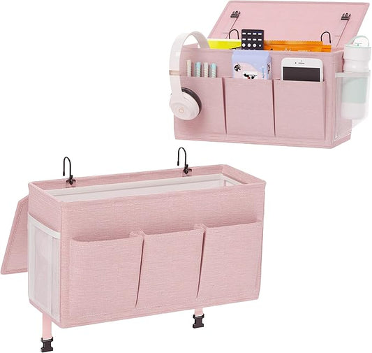 Edudif Dual-purpose Bedside Caddy Bedside Organizer, Bed Caddy with 6 Pockets, Versatile Bedside Storage Solution Magazine Remotes holder, ideal for Home, Dorm, Hospital, Crib Bed