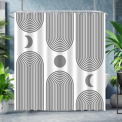 Boho Shower Curtains for Bathroom Mid Century Minimalist Abstract Aesthetic Modern Bathroom Decor Curtain Machine Washable Waterproof Fabric with 12 Hooks 72" W x 72" L