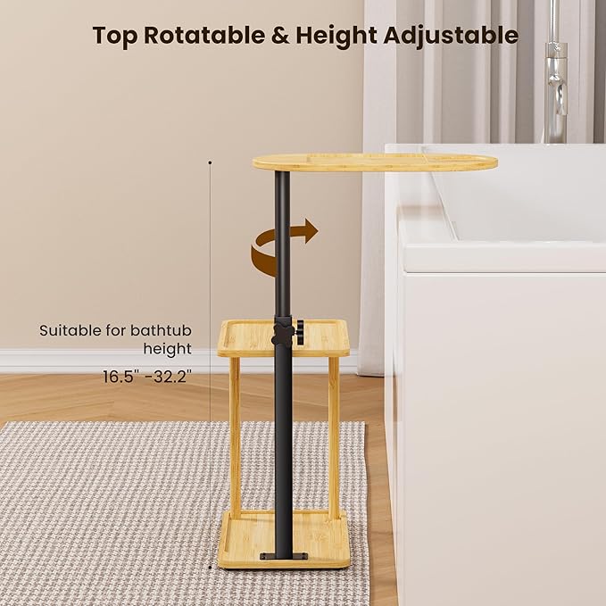 Bathtub Tray Table, Freestanding Bath Side Table Tub Tray Caddy, 3 Layer Bamboo Bath Board Shelf, Bathtub & Bathroom Accessories, New Home Gift for Mom, Housewarming, Anniversary, Wedding