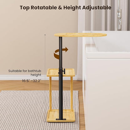 Bathtub Tray Table, Freestanding Bath Side Table Tub Tray Caddy, 3 Layer Bamboo Bath Board Shelf, Bathtub & Bathroom Accessories, New Home Gift for Mom, Housewarming, Anniversary, Wedding