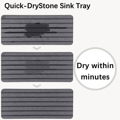 NiuYichee 2 PCS Water Absorbent diatomite Coasters, 9.5" x 4" Water Absorbing Stone Tray for Sink, Stone Drying mat for Kitchen Counter, Stone soap Tray Used for Hand Soaps & toiletries & Plants