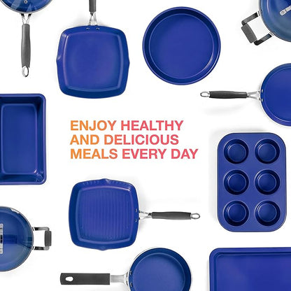 Mueller Sapphire UltraClad Kitchen Induction Pots and Pans Set Nonstick Induction Cookware Sets -24pc for Cooking Kitchen Cookware Sets, Frying Pans