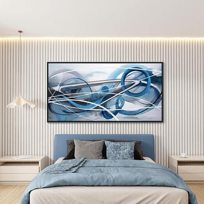 YDYSUNE Large Blue Abstract Wall Art Modern Canvas Wall Decor Paintings Minimalist Artwork for Living Room Pictures for Bedroom Office Home Decor Framed Art Decoration Size 29×58IN