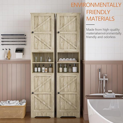 Tall Bathroom Storage Cabinet, Vertical Freestanding Organizer with Adjustable Shelf, Slim Design for Small Bathrooms, Towels & Toiletries Storage Gray