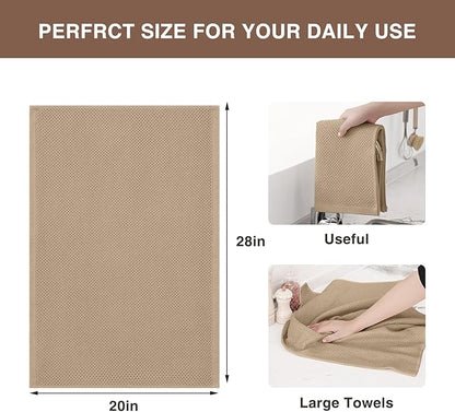 Homaxy 100% Cotton Oversized Waffle Weave Kitchen Dish Towels, Ultra Soft Absorbent Quick Drying Cleaning Towel, 20x28 Inches, 8-Pack, Tan