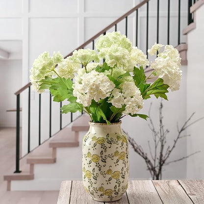 SIDUCAL Ceramic Vintage Pastoral Vase, 8.78 Inch Chinoiserie Floral Vase, Retro Ice Cracked Rustic Farmhouse Vases for Home Decor, Living Room, Bookshelf, Office, Tuscan Decor, Yellow Rose Pattern