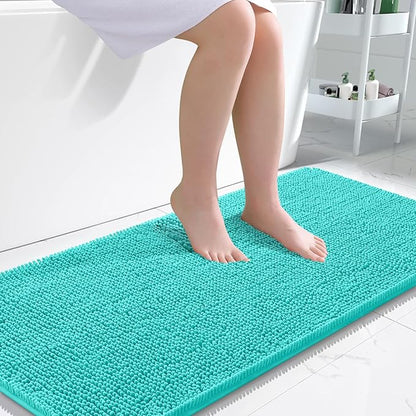 OLANLY Bathroom Runner Rugs 47x24, Extra Soft Absorbent Chenille Bath Rugs, Rubber Backing Quick Dry, Machine Washable Long Bath Mats for Bathroom Floor, Tub and Shower, Home Decor Accessories, Teal