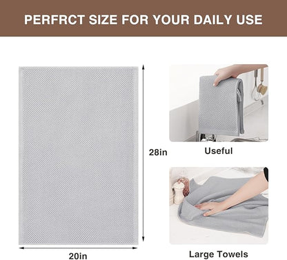 Homaxy 100% Cotton Oversized Waffle Weave Kitchen Dish Towels, Ultra Soft Absorbent Quick Drying Cleaning Towel, 20x28 Inches, 8-Pack, Light Gray