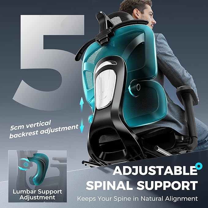Ergonomic Office Chair with Footrest, Big and Tall Home Desk Chair, High Back Rolling Computer Chair with 3D Arms and Lumbar Support, Comfortable Gaming Chair, Swivel Mesh Chairs, Black
