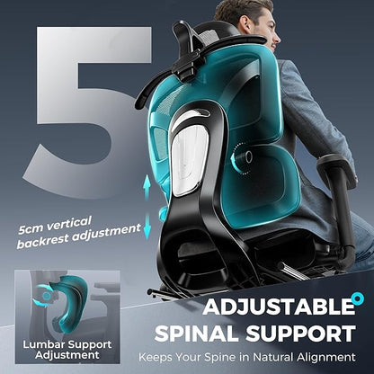 Ergonomic Office Chair with Footrest, Big and Tall Home Desk Chair, High Back Rolling Computer Chair with 3D Arms and Lumbar Support, Comfortable Gaming Chair, Swivel Mesh Chairs, Black