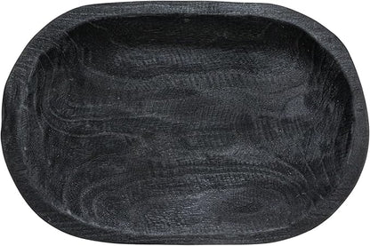 Bloomingville Hand-Carved Paulownia Wood Bowl, Black