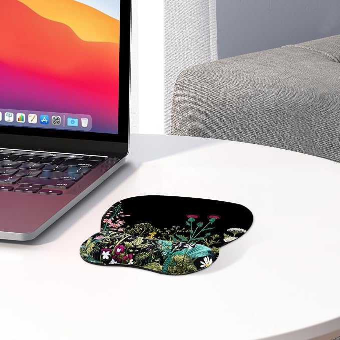 EooCoo Ergonomic Mouse Pad with Wrist Support, Mousepad with Memory Foam Wrist Rest and Non-Slip Base for Computer, Cafe, Home & Office, 9.64 x 8.26 in Office Desk Accessories