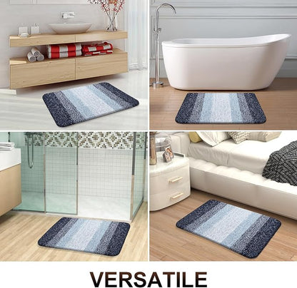 OLANLY Bathroom Rugs Mat 34x21, Extra Soft Absorbent Microfiber Bath Rugs, Rubber Backing, Quick Dry, Machine Washable Bath Mats for Bathroom Floor, Tub and Shower, Home Decor Accessories, Navy Blue