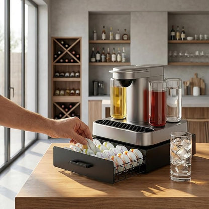 Storage Drawer for Bartesian Pods, Cocktail Pod Holder for Bartesian Capsules Compatible with Bartesian Cocktail Machine, Hold 40 Pods, Countertop Organizer Bar Accessories- Black