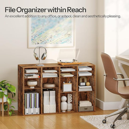 HOOBRO Wooden Literature Organizer, 36-Slot Mail Sorters, Removable Classroom Mailbox, Student Mailboxes for Classroom, Paper Storage Organizer, for Home, Office, Classroom, Rustic Brown FG36WF01