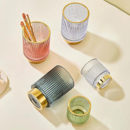 Makeup Brush Holder Organizer,Toothbrush Holders,Desk Pen Pencil Holder,Multifunctional Vintage Glass Brush Cup(A3-20-US)