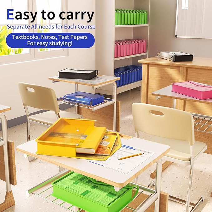 Plastic Expanding File Folder, Transparent envelopes with Snap Closure,No Dividers,Large Capacity,Assorted Colors,Bills&Taxes,Letter/A4 Size for School/Office/Home-7 Pack