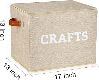 Lukeline Craft Storage Baskets for Organizing, Large Fabric Craft Organizers and Storage Box for Shelves, Closet, Craft Supplies, Books, Collapsible Storage Bins (Beige)