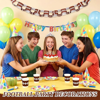 300 Pcs Football Paper Napkin Rings Bulk Disposable Sports Napkin Holder Self Adhesive Brown Silverware Wrap Band for Game Day Birthday Holiday Party Table Setting Decoration