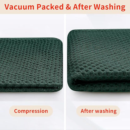 Homaxy 100% Cotton Oversized Waffle Weave Kitchen Dish Towels, Ultra Soft Absorbent Quick Drying Cleaning Towel, 20x28 Inches, 8-Pack, Blackish Green