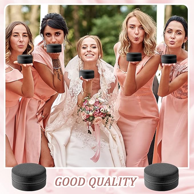 6 Pcs Travel Jewelry Case Bridesmaid Gift Boxes Jewelry Travel Organizer Small Round Jewelry Box Mini Storage PU Leather