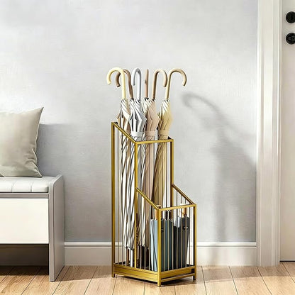 Elegant Metal Umbrella Storage Stand Rack Waterproof Entryway with Decorative, Durable Home & Hotel Entryway, Modern Home Decor, Office Entrance Stylish (Yellow)