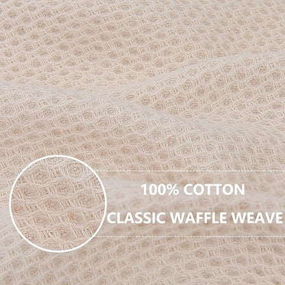 Homaxy 100% Cotton Oversized Waffle Weave Kitchen Dish Towels, Ultra Soft Absorbent Quick Drying Cleaning Towel, 20 x 28 Inches, 4-Pack, Beige