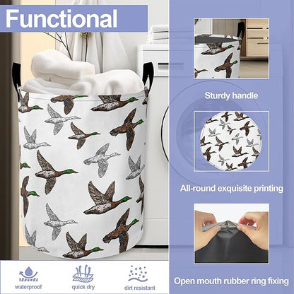 Laundry Basket-Cute Geese Foldable Waterproof Oxford Cloth Funny Tote Bag Laundry Hamper Clothes Storage Bucket Organizer For Bathroom/Laundry Storage/Bedroom Storage Basket
