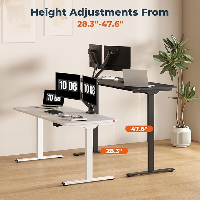 Dual Motor Standing Desk, Large Stand Up Desks, 71x31 Inches Electric Sit Stand Desks, 4 Memory Preset Adjustable Height Computer Table for Home Office with Splice Board (Black)