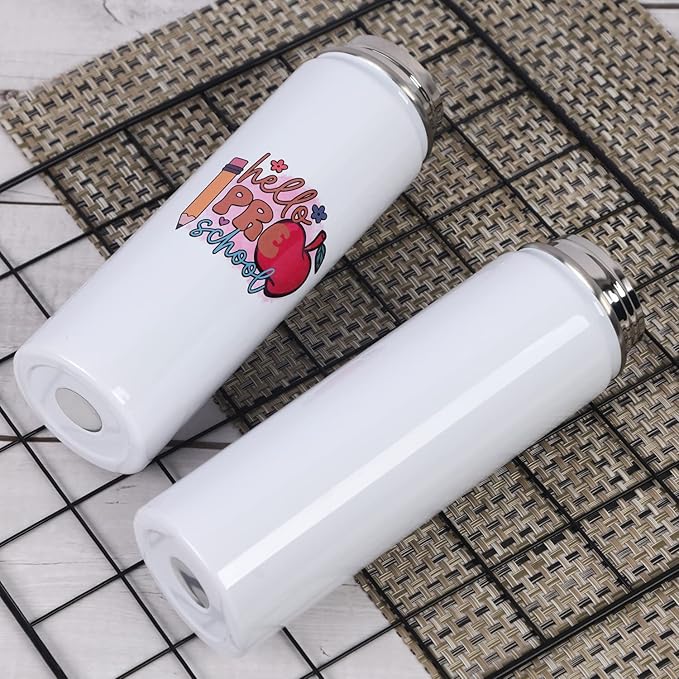 Sublimation Sports Water Bottle Blanks Bulk, 22 oz Sublimation Tumblers, Stainless Steel Double Wall Insulated Sublimation Cups with Portable Handle, Individually Boxed (8 Pack)