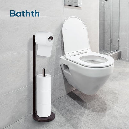 Toilet Paper Holder Stand,Toilet Paper Holder Free Standing,Bronze Toilet Stand Holder for 4 Rolls,Toilet Paper Storage by Bathth
