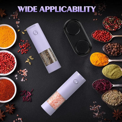 Salt and Pepper Grinder Set Gifts for Women Automatic Battery Pepper Mill Shakers Kitchen Accessories Cooking for Mom, Adjustable Coarseness Salt Pepper Shakers Family Gifts Ideas