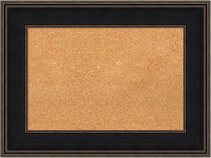Amanti Art Natural Cork Board for Wall, 24x32 Vision Board with Brown Wood Frame, Medium Corkboard Office Decor for Home Organization, Casual Corkboard Pinboard to Display Items for Home Organization